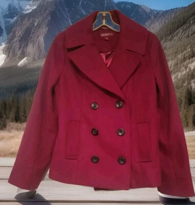 Abrigo Mujer Lana Guisante M Doble Pecho Magenta 738A Foto 1 de 4
