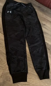 Under Armour Coldgear Camo Polyester Fleece Sweatpants Black Kids L W22 In 24” - Picture 1 of 10