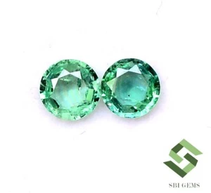 4 mm Certified Natural Emerald Round Cut Pair 0.28 CTS Untreated Loose Gemstones - Picture 1 of 6