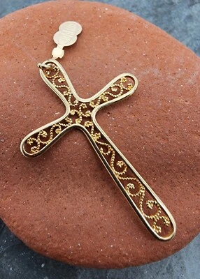 Colgante Cruz Filigrana Italia 1,5" Oro Amarillo 18k .750 Au 2482 Foto 1 de 4