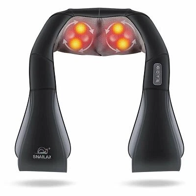 Snailax Shiatsu Masajeador de Cuello con Calor, Almohada Masajeador de Hombros para Cuello Espalda Foto 1 de 4