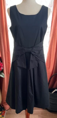 Kate Spade Hayden платье черный крой и расклешенный бант талии хлопок без рукавов размер 8 новый с Ярлыками - Изображение 1 из 4