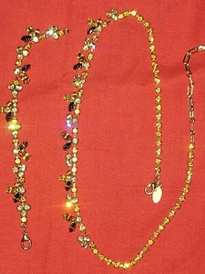 SUZANNE BJONTEGARD Set collana e BRACCIALE con strass ambra tono oro senza scatola - Foto 1 di 8