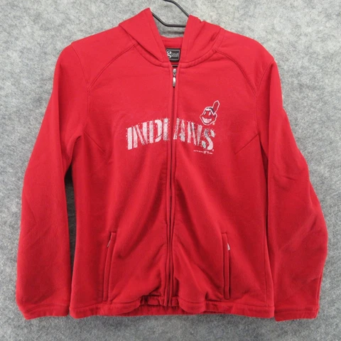 Cleveland Indians Hoodie Womens Large Red Hooded Full Zip Sweatshirt Guardians Cover