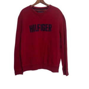 Sudadera Pullover Vintage Tommy Hilfiger Logo Spellout Roja Talla XL - Imagen 1 de 8