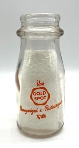 Botella de leche de vidrio de media pinta Gold Spot Dairy de colección de 5 1/2" de alto - Imagen 1 de 3