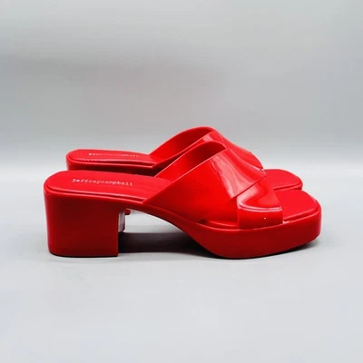 Sandalias Jeffrey Campbell para mujer 10 rojas plataforma chicle deslizable tacón bloque Foto 1 de 4