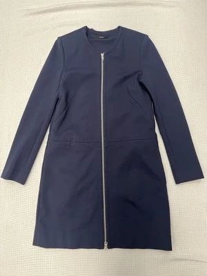 Saba Trench Coat Size 8 Jersey Shoulder Pads Full Zip Minimalist - image 1 of 4
