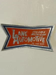 "Pegatina de lámina original vintage NOS Lane Automotive Coloma MI 4,225x2,5"" (9H)" - Imagen 1 de 1