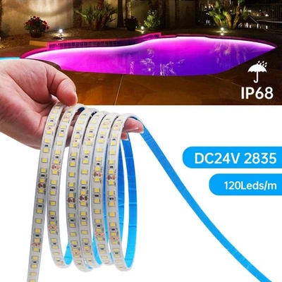 IP68 Waterproof LED Strip light 24V 2835 120Leds/m LED Tape Flexible Ribbon TV - Image 1 of 4