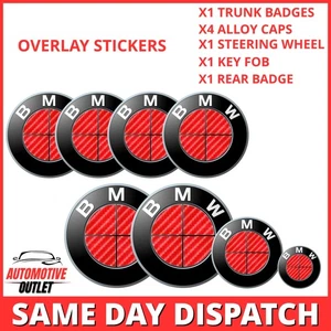 AUFKLEBER AUFKLEBER WRAP OVERLAY BADGE GLANZ KOHLEFASER VOLL ROT FÜR BMW ALLE MODELLE - Bild 1 von 11