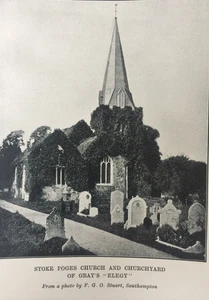 Antique Print – Stoke Poges Church – Gray’s Elegy – C1910 – Vintage Scene - Picture 1 of 3
