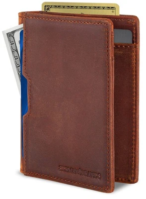 Wallets for Men Slim Mens leather RFID Blocking Minimalist Card Front Pocket ... - Image 1 of 4