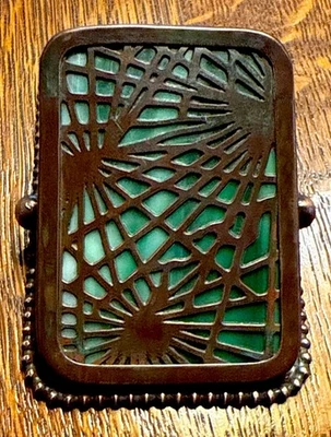 Antique Tiffany Studios Beaded PineNeedle paper clip,Green Glass,#971:Perfection - Image 1 of 4