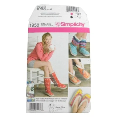 Simplicity 1958 Misses Slippers Sewing Pattern Size S-L Uncut Lindsay Mason Boye - Image 1 of 4