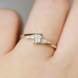 Women's Wedding Ring 14K Yellow Gold Plated 1.20Ct Round Cut Lab-Created Diamond - Picture 1 of 5
