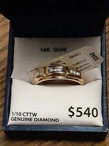 mens 1 ct diamond 14 k gold ring - Picture 1 of 7