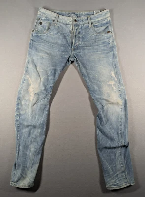 G Star Raw Jeans W33 L32 Blue Arc 3D Distressed Slim Button Fly Made In Italy - Image 1 of 4