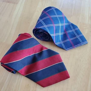 Lot Of 2 Repp 100% Silk Neck Ties W.V. Brown 57"x3.75" & Clay Brooke 57"x3.75" - Picture 1 of 12