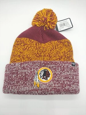 Washington Redskins Sombrero Gorra Gorro Tejido Puño Pom '47 Tobogán Commanders Tuque Foto 1 de 4