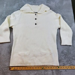 Ralph Lauren Sweater Womens XL White 3/4 Sleeve Pockets Cottagecore Grandmacore - Picture 1 of 6