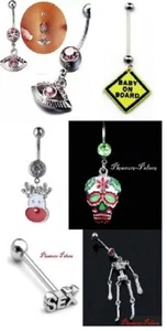 6 NUEVAS joyas corporales perforadas en el ombligo ~ Ojo azúcar calavera sexo esqueleto reno bebé - Imagen 1 de 1