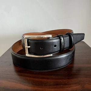 Mens Size 38 Trafalgar Lorenzo Black Leather Dress Belt - Picture 1 of 9