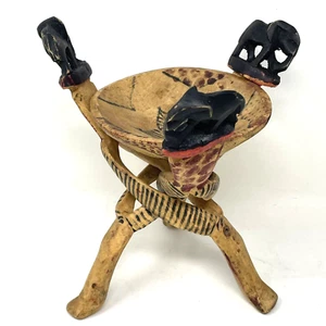 Ciotola supporto arte tribale legno intrecciato africano fatto a mano vintage - Foto 1 di 10
