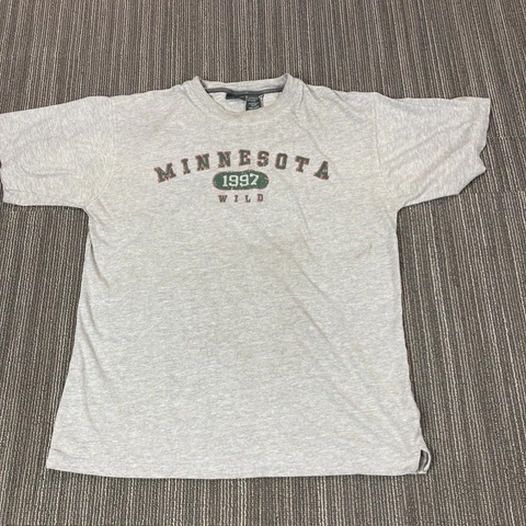 Minnesota Wild T-Shirt Unisex Large Short Sleeve Gray Hockey Pro Edge Tee Casual Cover