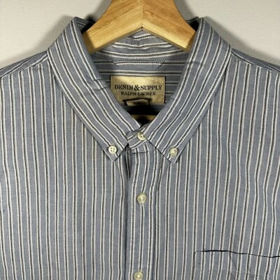 Denim and Supply Ralph Lauren XXL Manga Larga Algodón Abotonado Rayas Foto 1 de 4