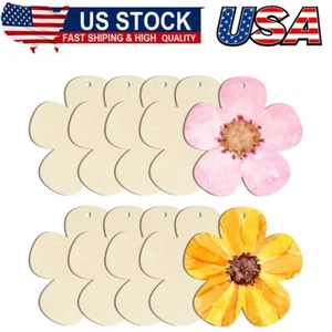 10Pcs Wooden Spring Ornaments to Paint, Flower Wooden DIY Blank Unfinished Round - Picture 1 of 8