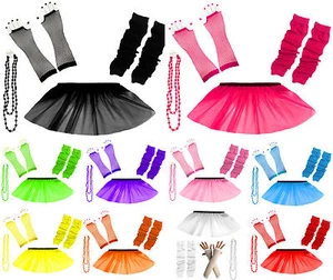 Niño Tutú Falda Niños Neón UV Guantes Calentadores de Piernas Elegante Vestido Fiesta Disfraz Set - Imagen 1 de 11