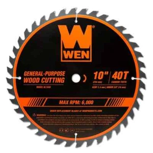 WEN BL1040 10 Inch 40 Tooth Carbide Tipped Professional Woodworking Saw Blade - Picture 1 of 4