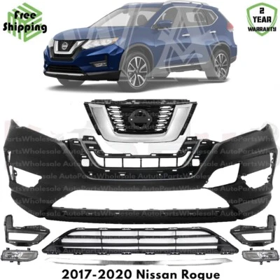 Front Bumper Cover Fascia & Grille Assembly Kit For 2017-2020 Nissan Rogue Foto 1 de 4