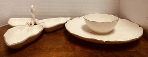 Four Gorgeous Vintage Lenox Pieces, Vase 6" Bowl 4.5" Dia. and two Relish Trays - Picture 1 of 10