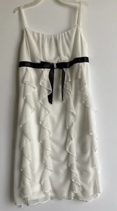 CBX Girls Dress Slevvesless Size 12 White & Black Bow - Picture 1 of 9