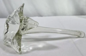 Hand Blown Clear Art Glass Hibiscus Lily Flower Horizontal Bud Vase 8.5" MCM - Picture 1 of 12