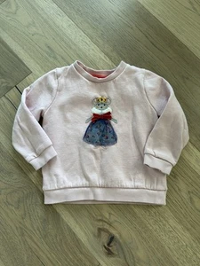 Mini Boden Girls Pink Cosy Mouse Applique Long Sleeve Sweatshirt Top Size 4 - Picture 1 of 8