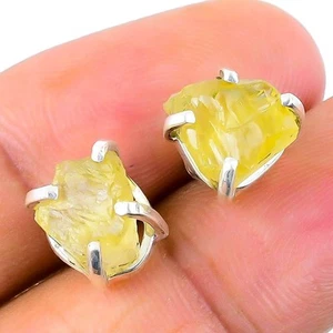 Natural Citrine Solid Silver Stud Post November Birth Hook Wife Earrings Jewelry - Picture 1 of 8