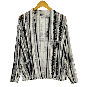 Chico's Damen Strickjacke Größe 2 US Large grau schwarz weiß offen Strick leicht - Bild 1 von 11