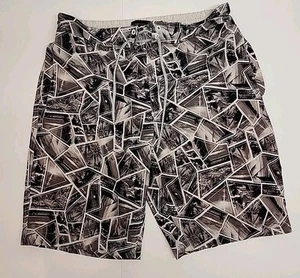 Aeropostale Mens Mediu Swim Trunks Board Shorts White Gray Black Palm Tree Beach - Picture 1 of 10