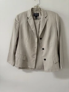 Vtg Lafayette 148 Suits NY 14 Beige Wool Silk 3 Button Jacket Pencil Skirt EUC - Picture 1 of 24