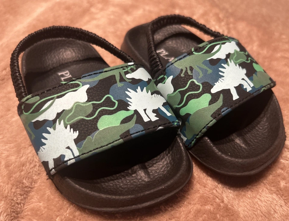 Sandalias Dinasour Place para niños 5 azules y verdes con correa trasera Foto 1 de 4