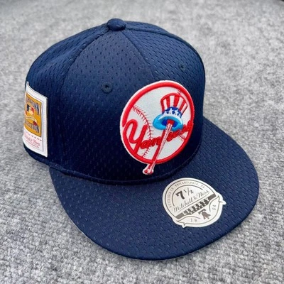 NY Yankees Hat Fitted 7 1/2 M&N Blue Mesh BP 75th Side Patch 3D Team Logo Cap - Image 1 of 4