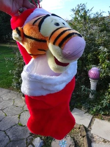 Disney Tigger Plush Christmas Stocking 17"-27 L Winnie The Pooh Santa Hat Vtg - Picture 1 of 4