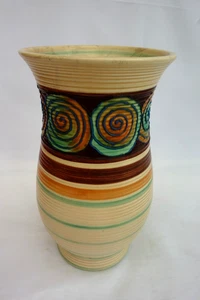 Vintage Royal Cauldon Ribbed & Tube Lined Pottery Vase 516 – 23.5cm High - Picture 1 of 10