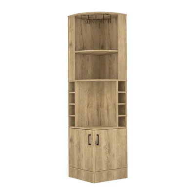 Papprika Corner Bar Cabinet for Living Room - Aged Oak Finish - Image 1 of 4