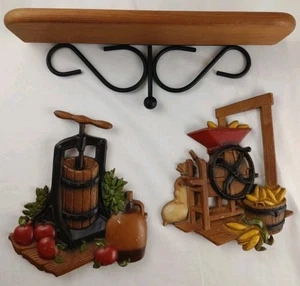 Set of Vintage Metal Homco 1978 Wall Plaques with Shelf - Picture 1 of 8