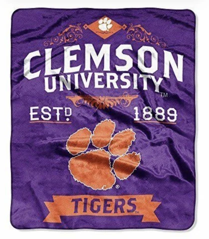 Clemson Tigers College Label 50" x 60" Raschel Plush Blanket by Northwest Cover