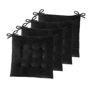 Set of 4 Square Chair Pads Indoor Seat Cushions 4 Count (Pack of 1) Black - Picture 1 of 7